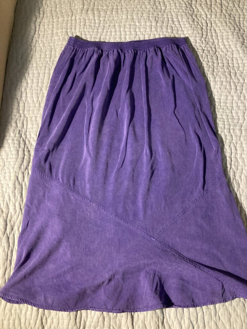 vintage Tianello purple tencel biased cut elastic waist skirt size XL